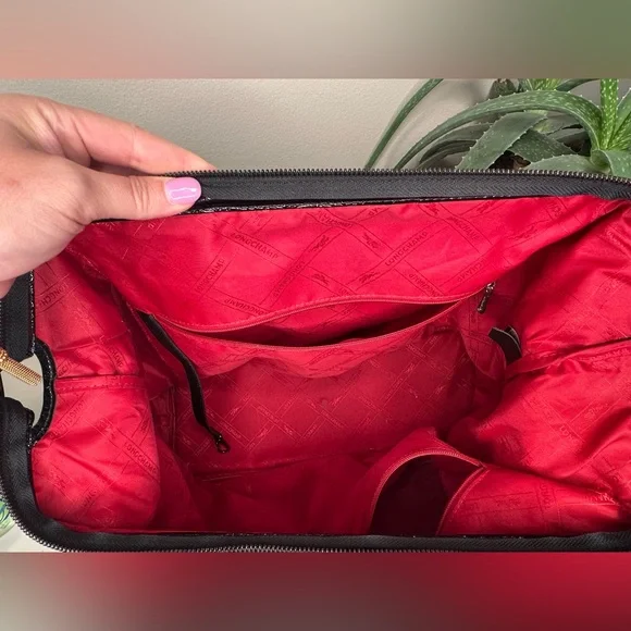 Longchamp Legende Verni Black Patent Leather Travel Satchel Tote Bag Large - Picture 6 of 13